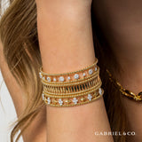 Gabriel & Co 14K Gold Bujukan Diamond Cluster Pyramid Cuff Bangle