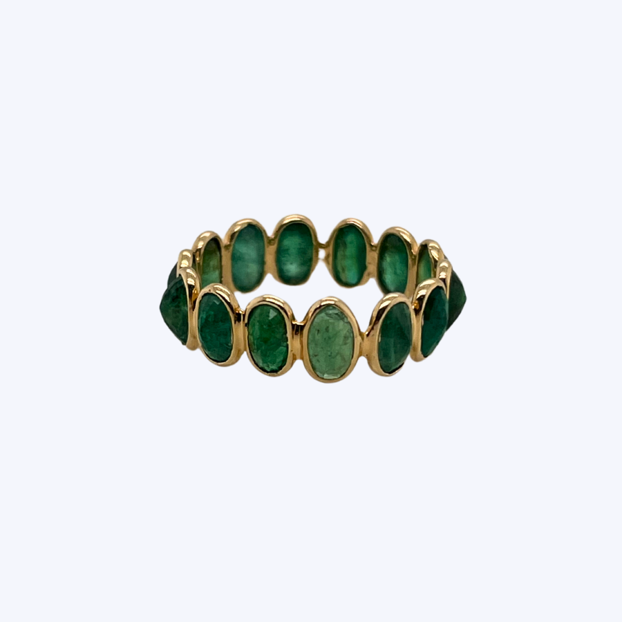 Oval Shape Emerald Eternity Ring