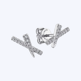 Diamond Accented "X" Studs