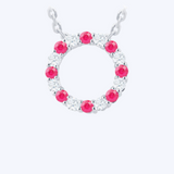 Cindy Ruby and Diamond Circle Pendant Necklace