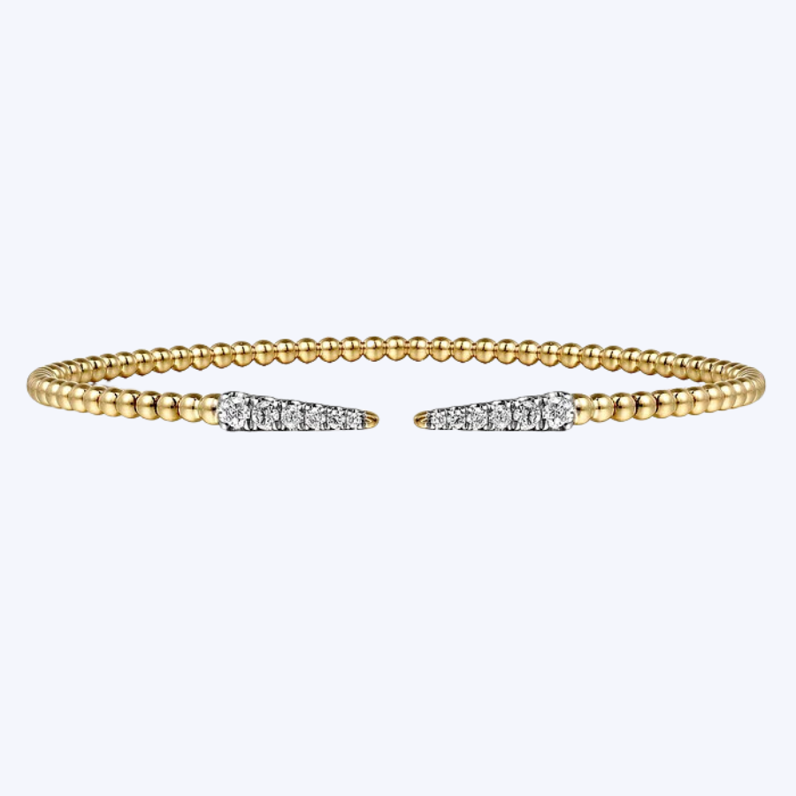 Bujukan Bead Cuff Bracelet with Diamond Pave Spikes