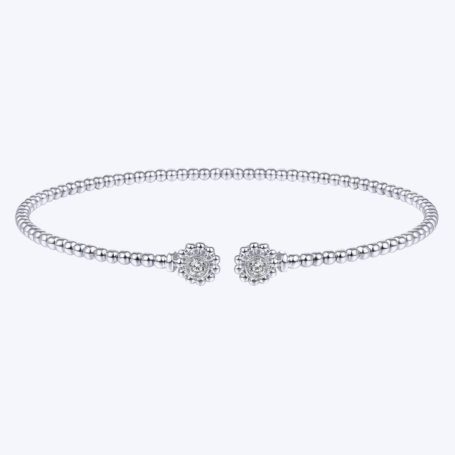 Hayley Michelle Diamond Flower Caps Open Bangle