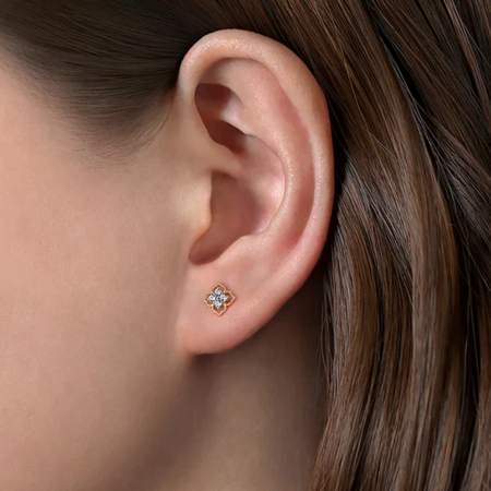 Floral Diamond Stud Earrings