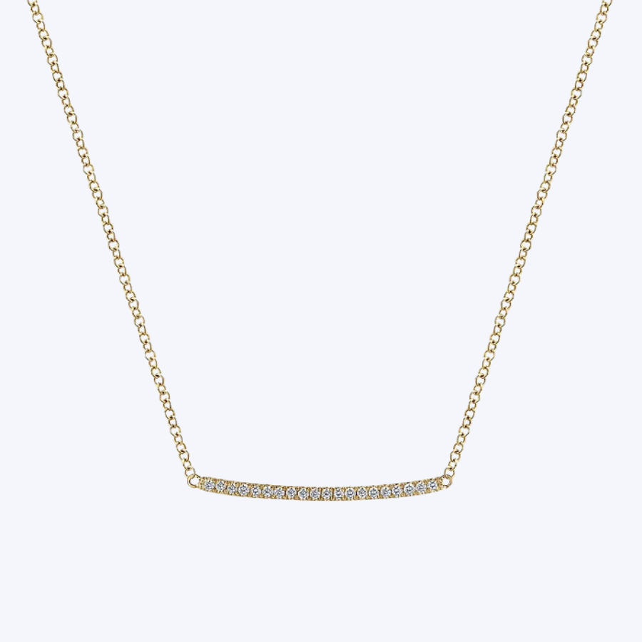 Gaby Curved Pave Diamond Bar Necklace