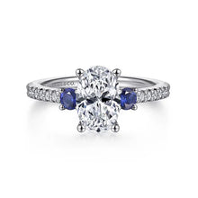 Load image into Gallery viewer, Chantal Oval Three Stone Sapphire and Diamond Engagement Ring
