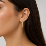 14K Yellow Gold Square Hoop Earrings - 1.57gr/25mm (EST)