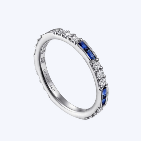 Sapphire Baguette & Diamond Stackable Ring