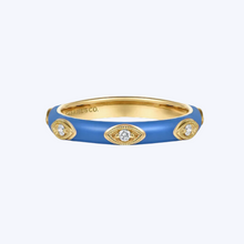 Load image into Gallery viewer, Enamel - 14K Yellow Gold Diamond Stackable Ring
