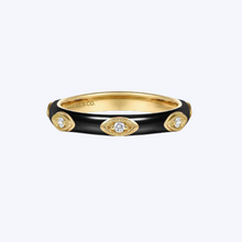 Load image into Gallery viewer, Enamel - 14K Yellow Gold Diamond Stackable Ring
