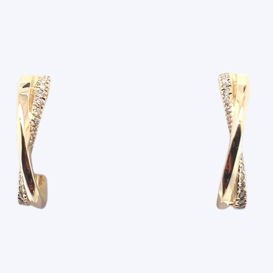 Twister 14K Yellow Gold and Diamond Hoops