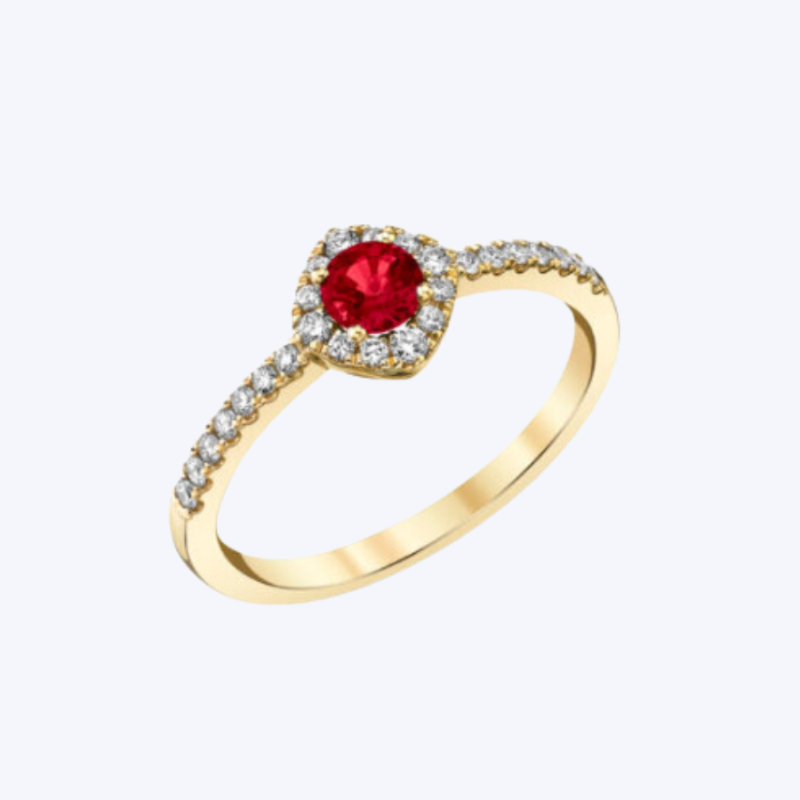 Ruby & Diamond Halo Ring