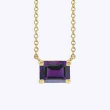 Load image into Gallery viewer, Yellow Gold Amethyst Claw Prong Necklace
