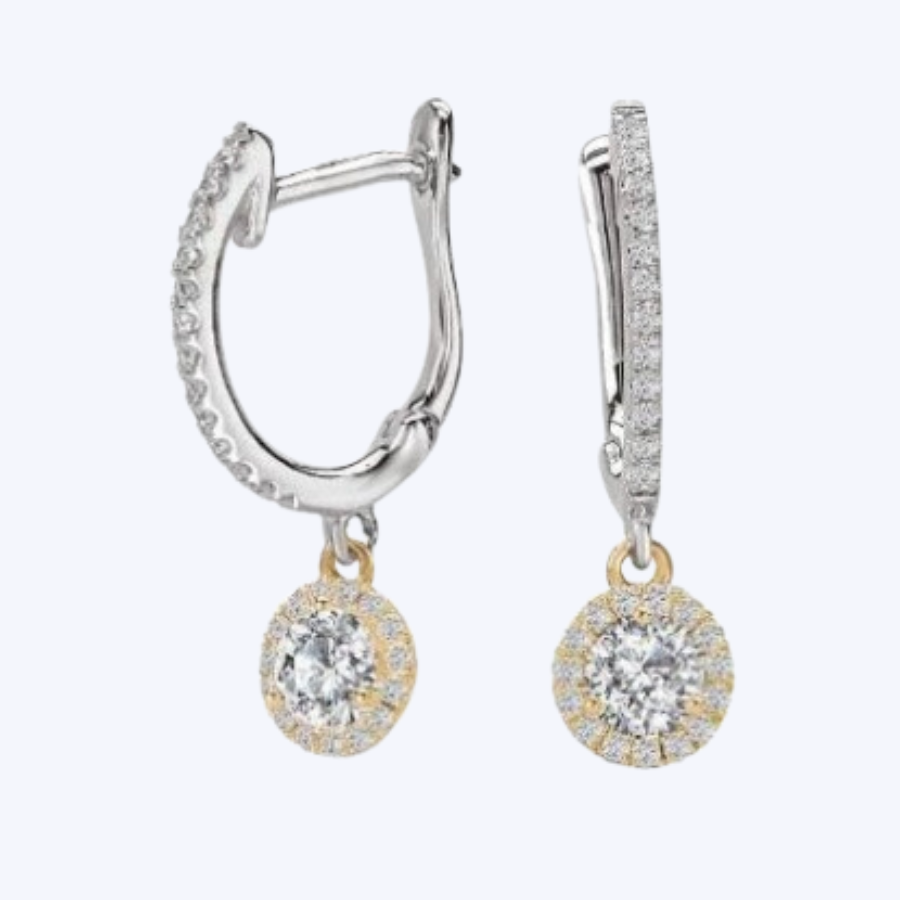 Elizia Two-Tone Dangle Diamond Earrings