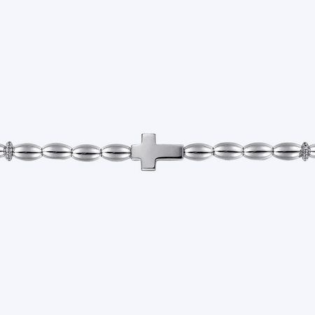 Sterling Silver Beaded Cross Bracelet