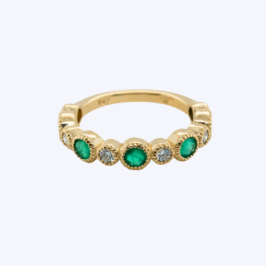 Jacalyn Emerald and Diamond Geometric Ring