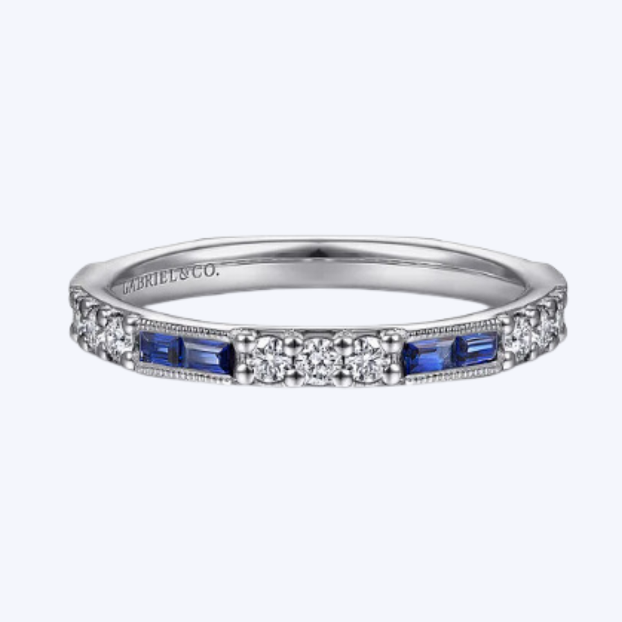 Sapphire Baguette & Diamond Stackable Ring