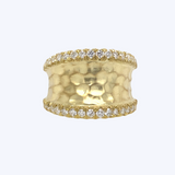 Hailey Hammered Yellow Gold and Diamond Ring