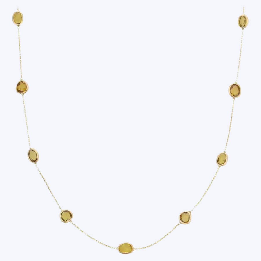 Yasmine Yellow Sapphire Slice Station Necklace