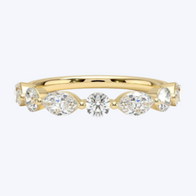 Load image into Gallery viewer, Single Prong Alternating Round Brilliant and Marquise Cut Diamond Band
