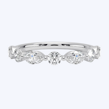 Load image into Gallery viewer, Single Prong Alternating Round Brilliant and Marquise Cut Diamond Band
