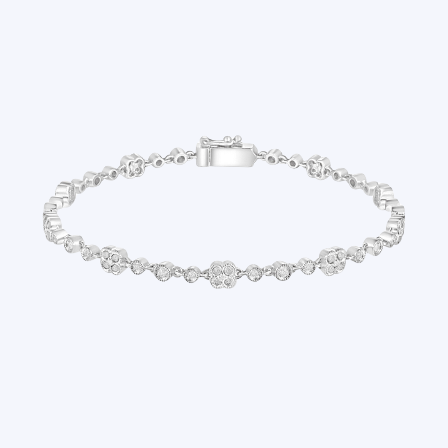 Flower Milgrain Tennis Bracelet