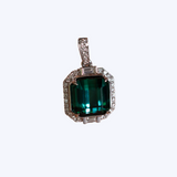 Green Tourmaline and Diamond Pendant Necklace