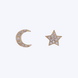 Moon and Star Diamond Studs