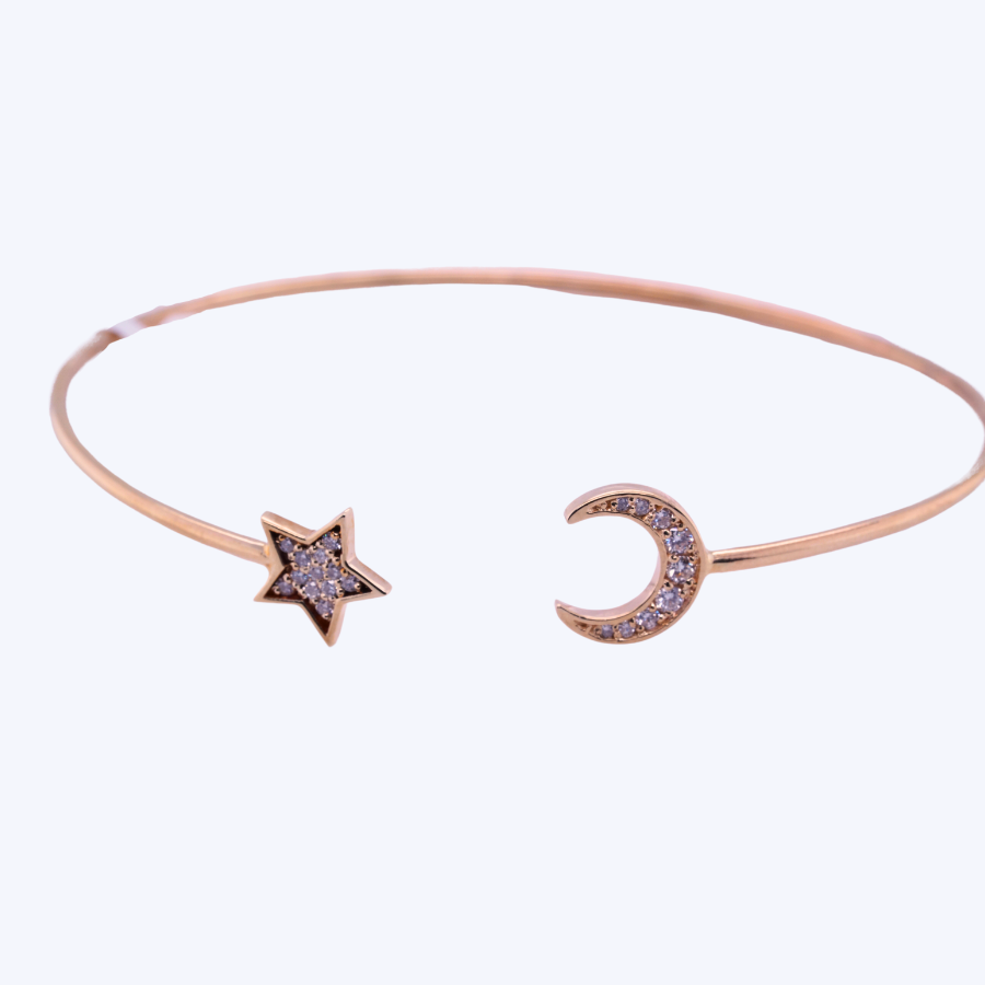 Moon and Star Diamond Bangle