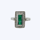 Vintage Emerald and Diamond Art Deco Ring