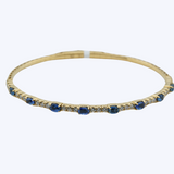 2.51ctw Yellow Gold Diamond and Sapphire Flex Bangle