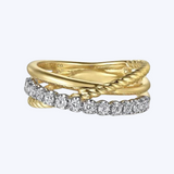 Diamond and Rope Criss Cross Ring