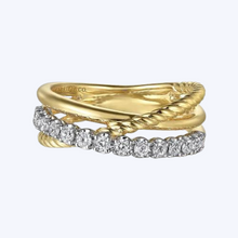 Load image into Gallery viewer, Diamond and Rope Criss Cross Ring
