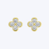 14K Yellow Gold 0.95ctw Diamond Clover Studs - 10mm (HM)