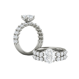Round Brillant Matching Band for Classic Oval Engagement Ring with Floating Diamond Band