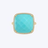 Cushion-Cut Turquoise and Diamond Halo