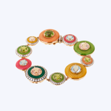 Mina Collection Colored Enamel Set Diamonds, Peridot, Morganites and Aquamarines Bracelet