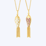 Fish For Love Collection Double-Sided White Enamel Set with Diamonds Necklace