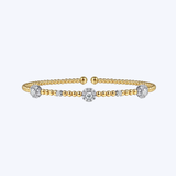 White-Yellow Gold Bujukan Diamond Cluster Stations Bangle