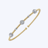 White-Yellow Gold Bujukan Diamond Cluster Stations Bangle