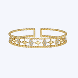 Bujukan Diamond Cluster and Gold Pyramid Cuff Bangle