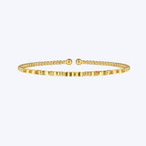 Bujukan Beads and Diamond Cut Texture Split Bangle Bracelet
