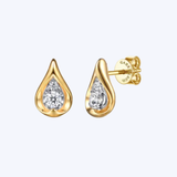 Contemporary Collection White and Yellow Gold Diamond Teardrop Stud Earrings