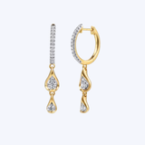 Contemporary Collection White Yellow Gold Diamond Huggie Drop Earrings