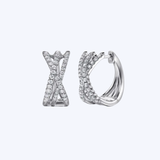 Lusso Collection Diamond Criss Cross Huggie Earrings