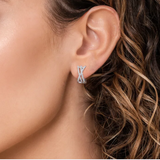 Lusso Collection Diamond Criss Cross Huggie Earrings