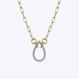 Open Teardrop Diamond Hollow Paperclip Chain Necklace