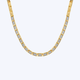 Diamond Elongated Flat Top Pyramid Tennis Necklace