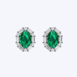 Oval Emeralds and Diamond Baguette Earrings