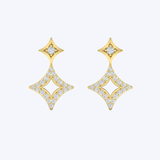 Diamond Double Vlora Star Open Motif Drop Stud Earrings