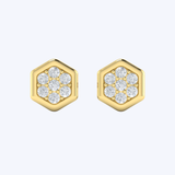 Diamond Cluster Honeycomb Stud Earrings